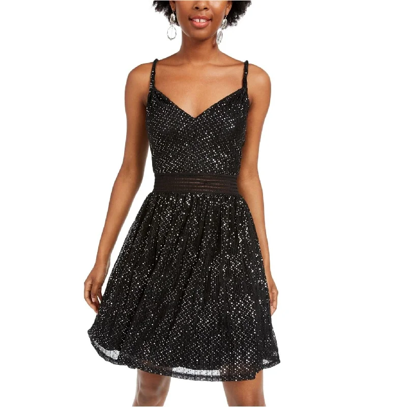 City Studios Women's Sequin Fit & Flare Dress Black Size 3