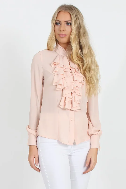 Nude Frill Front Blouse - Camille