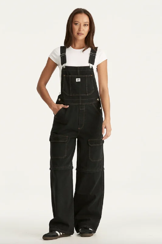 LEE ZIP OFF CARGO DENIM OVERALL - HOLLABLACK