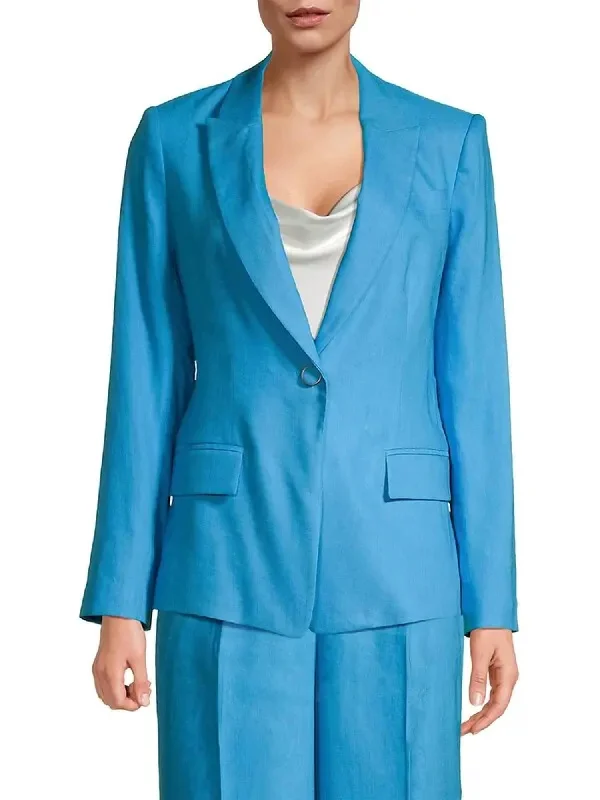 Avery Linen Blazer In Sky Blue