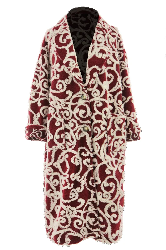 Swirl Pattern Wool Coat