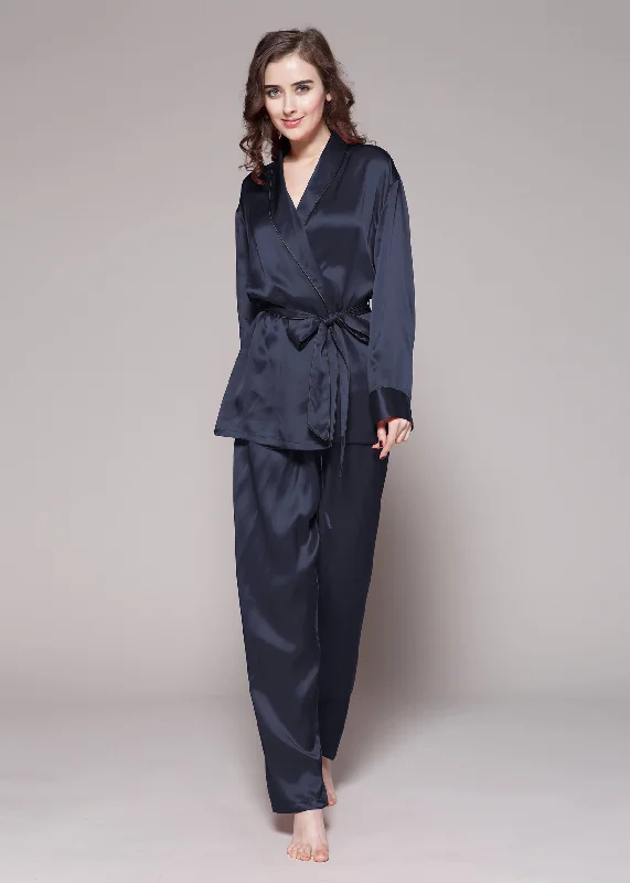 22 Momme Contrast Trim Silk Pajamas Set