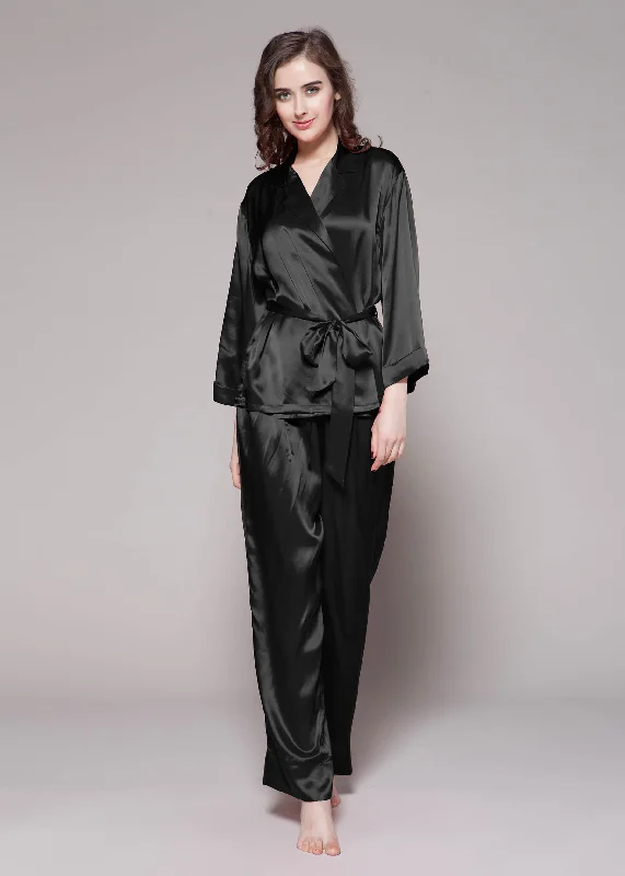 22 Momme Fold Over Classic Silk Pajama Set