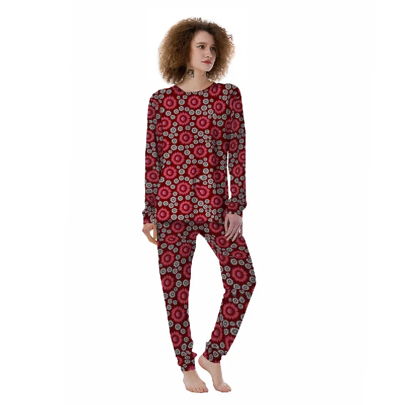 Sunflower Magenta Pink Print Pattern Women's Pajamas