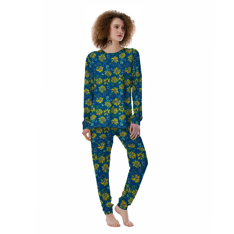 Sunflower Navy Print Pattern Women's Pajamas