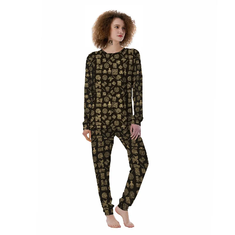 Symbol Mayan Print Pattern Women's Pajamas