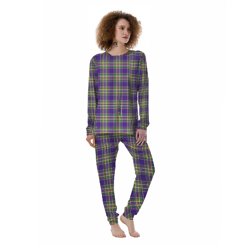 Tartan Plaid Mardi Gras Print Pattern Women's Pajamas