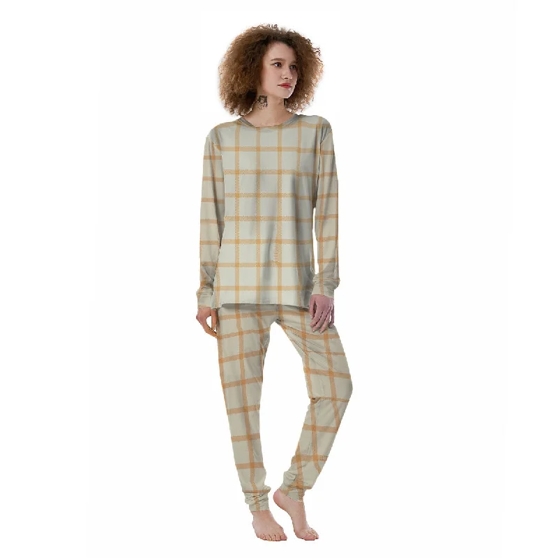 Tattersall Orange Pastel Print Pattern Women's Pajamas