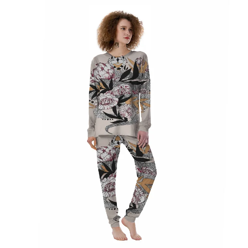 Tattoo Japanese Snake Print Women's Pajamas