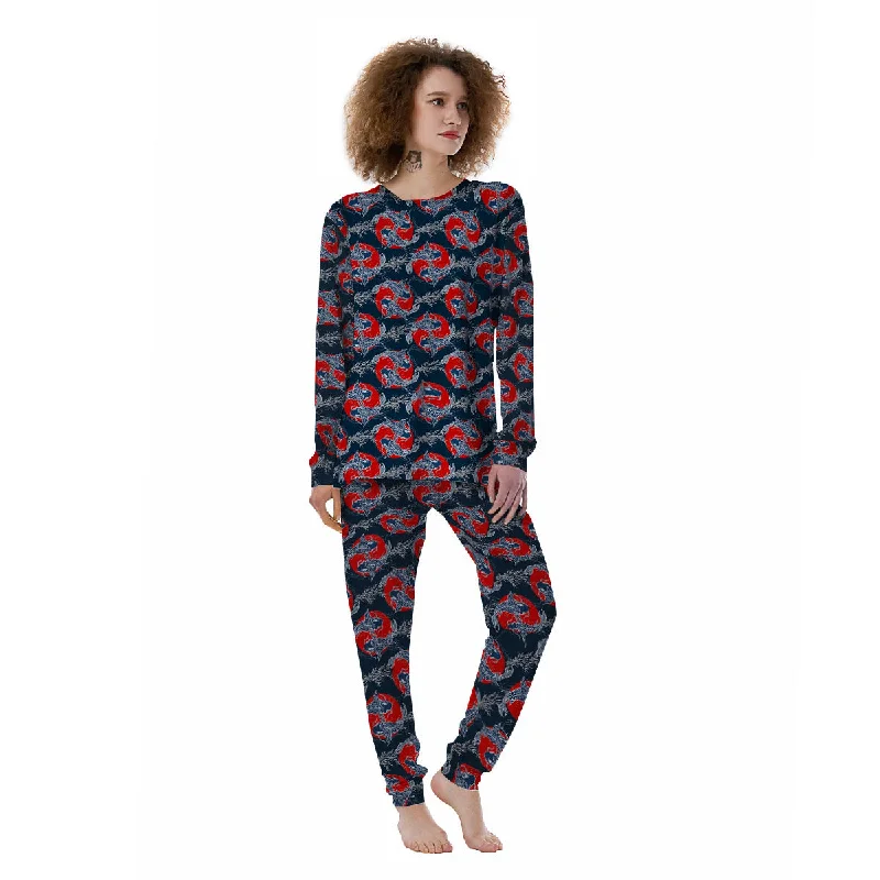 Tattoo Koi Fish Japanese Print Pattern Women's Pajamas