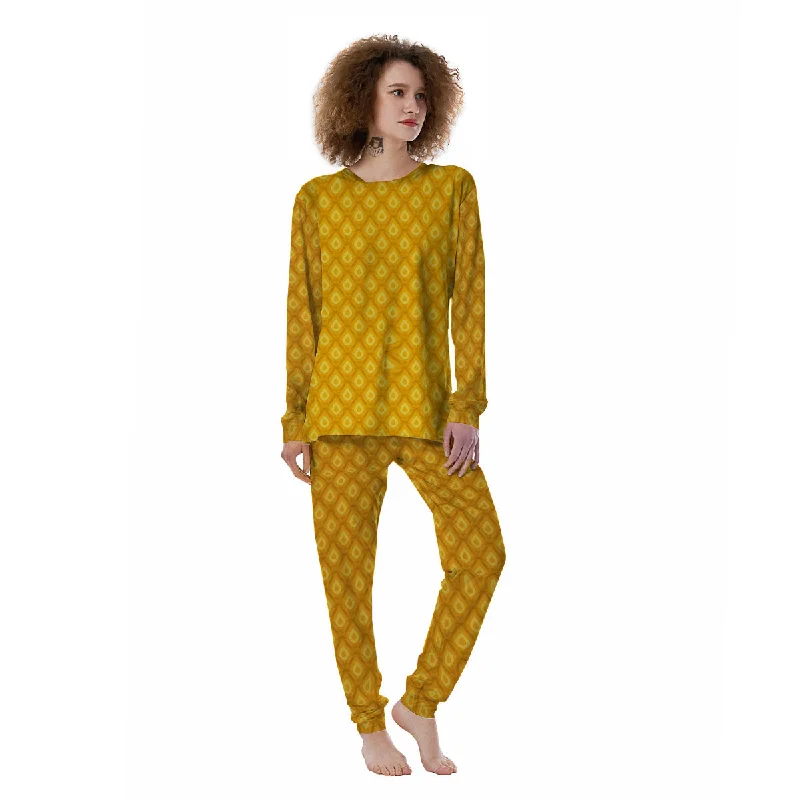 Texture Pineapple Print Pattern Women's Pajamas