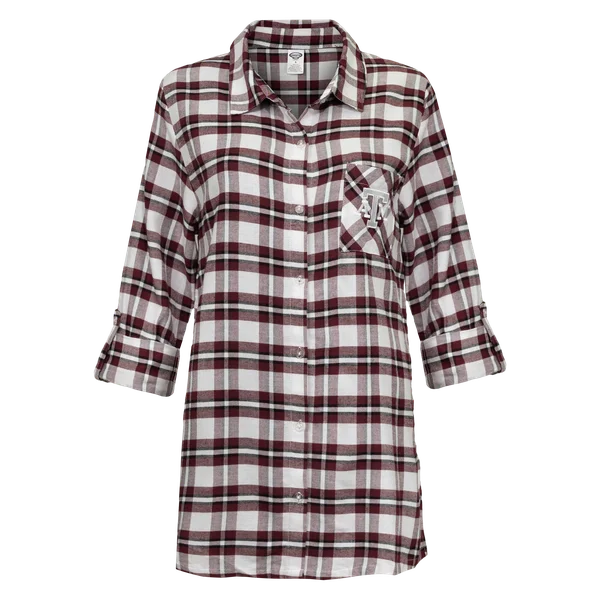 Texas A&M Maroon Womens Plaid Nightshirt