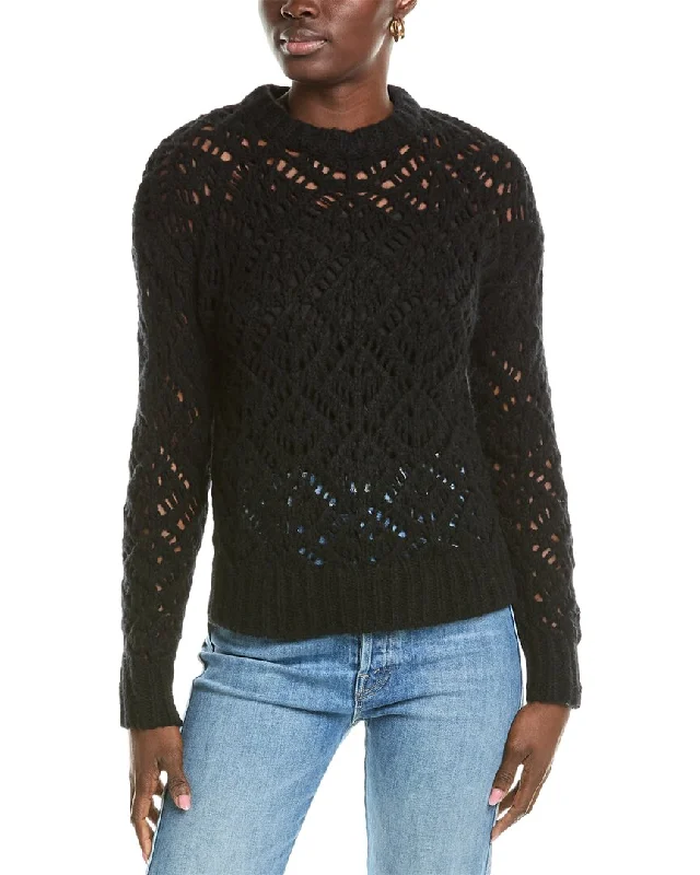 Naadam Luxe Open Stitch Crewneck Wool & Cashmere-Blend Sweater