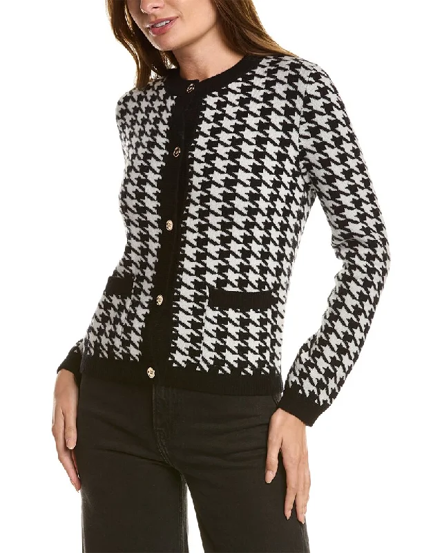 Kier+J Houndstooth Wool & Cashmere-Blend Cardigan