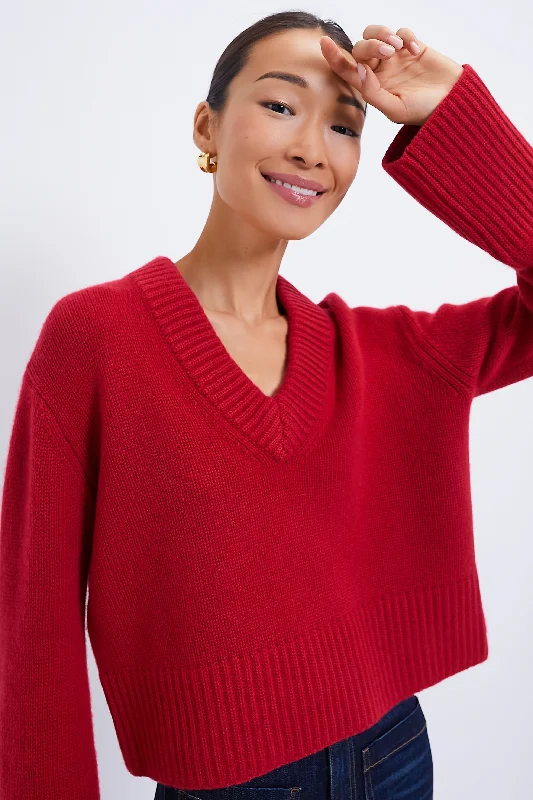 Red Rory Cashmere V-Neck Sweater