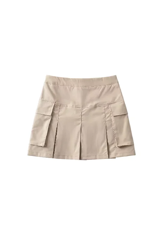 'Elena' High-waist Pleated Cargo Skirt (6 Colors)