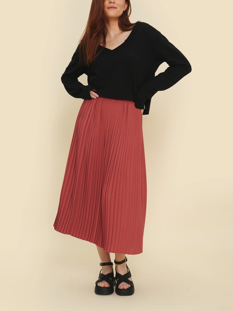 Hazel Terracotta Pleated Skirt