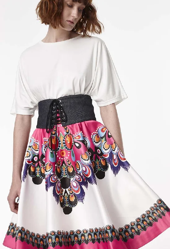 Multicolor Printed Beaded Skirt