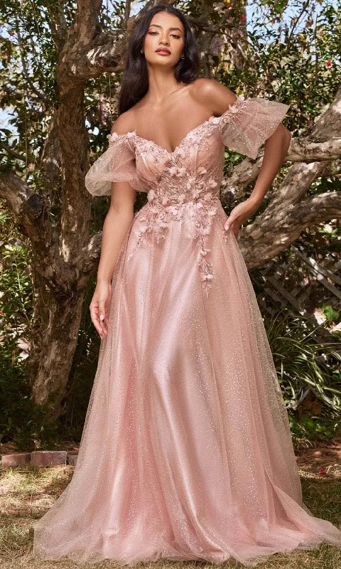 Cinderella Divine CD0197 - Off Shoulder Glitter Tulle Gown