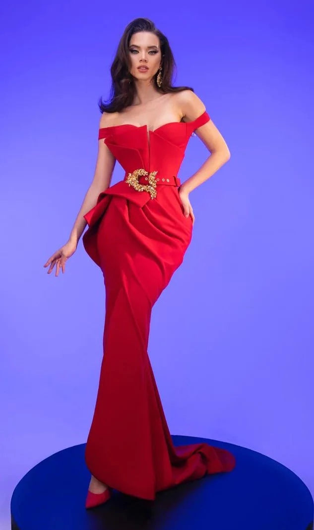 MNM Couture 2650 - Off Shoulder Front Slit Evening Gown