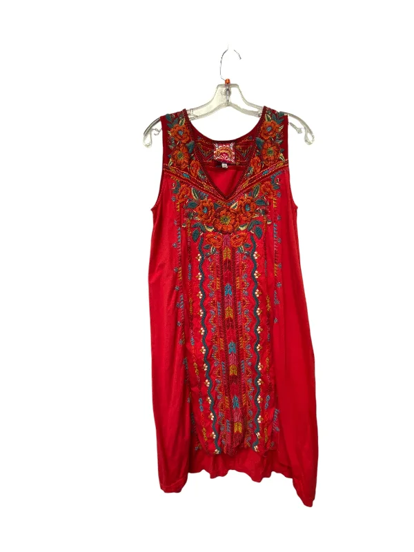 Dress Casual Midi By Johnny Was In Red, Size: M