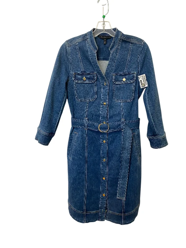 Dress Casual Midi By White House Black Market In Blue Denim, Size: 6