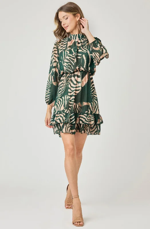 Printed Chiffon Dress with Ruffle Hem