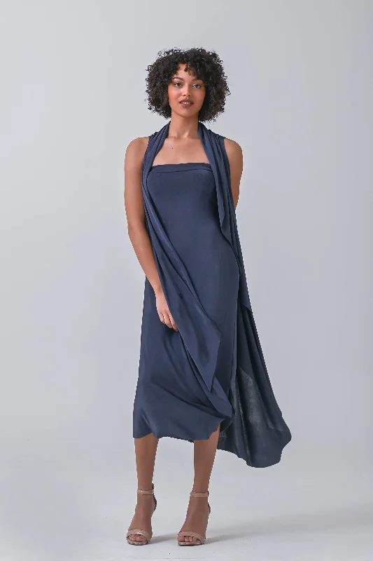 Sleeveless Dress in CHARCOAL BLUE (2 Piece Set, Wear it Endless Ways!)