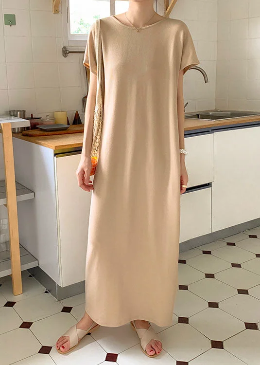 Diy Beige Front Back Wear On Both Sides Knit Dresses Summer LY1332