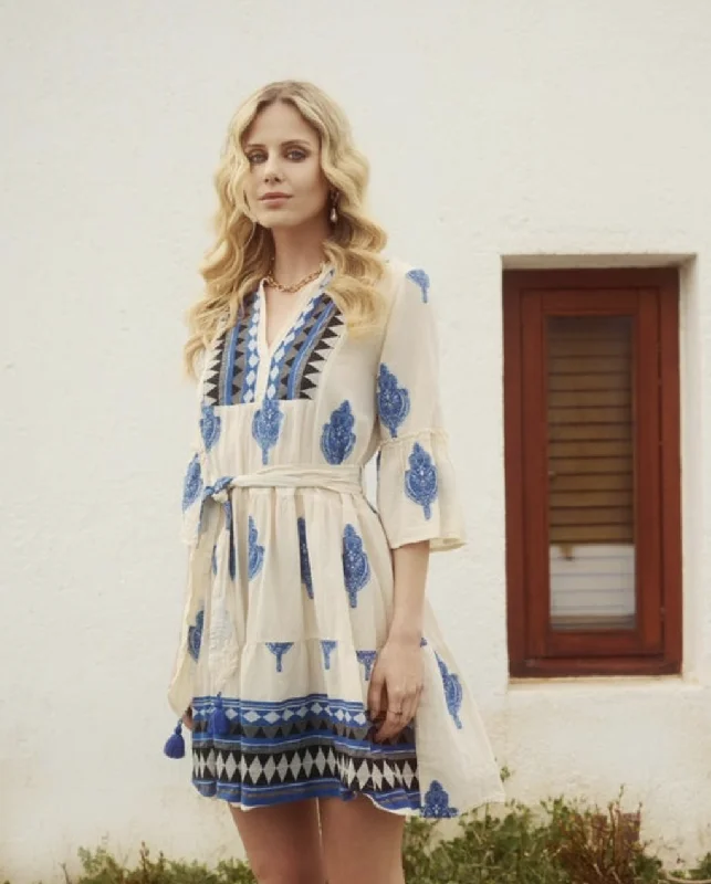 Greek Bohemian Embroidered Dress