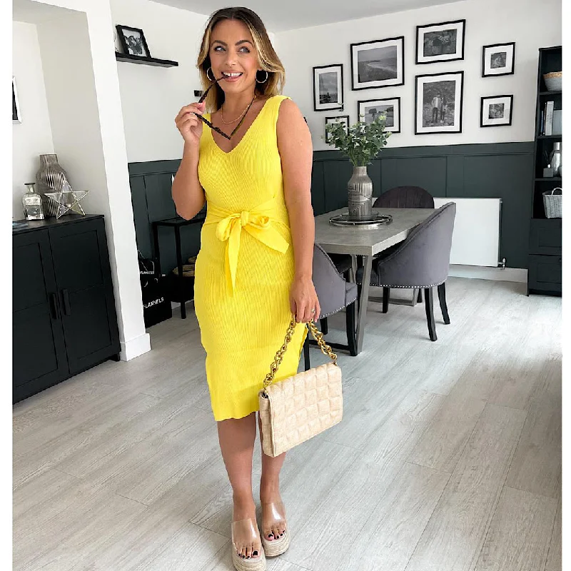 Larena Yellow Tie Front Dress