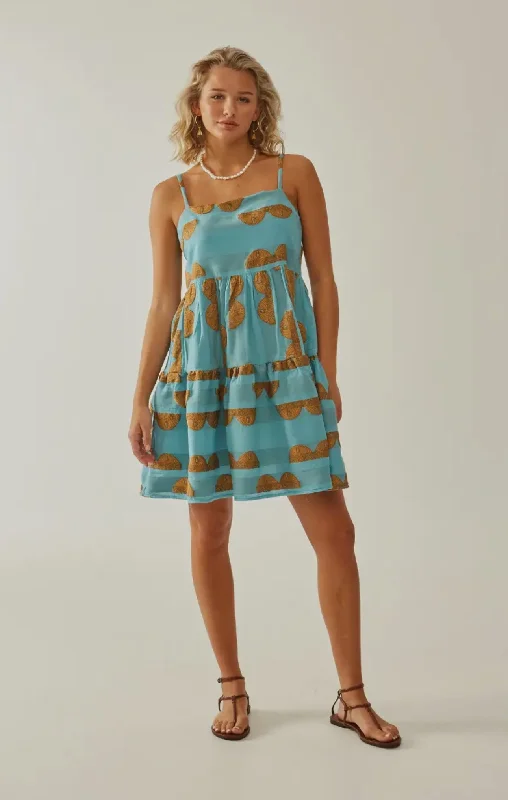 Modern Bohemian Crinkled Cotton Ruffled Dress