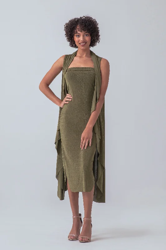 Sleeveless Dress in OLIVE GREEN (2 Piece Set, Wear it Endless Ways!)