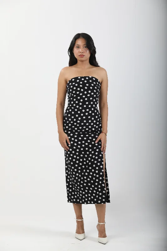 Convertible Cinching Tube Dress - Noir Dot