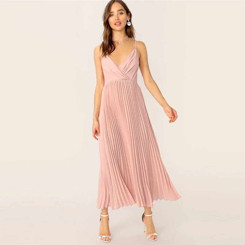 Women's Summer Chiffon Sleeveless Pleated Dress