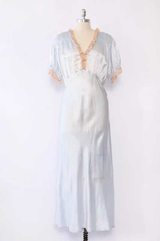 1940s Powder Blue Slip Dress XL