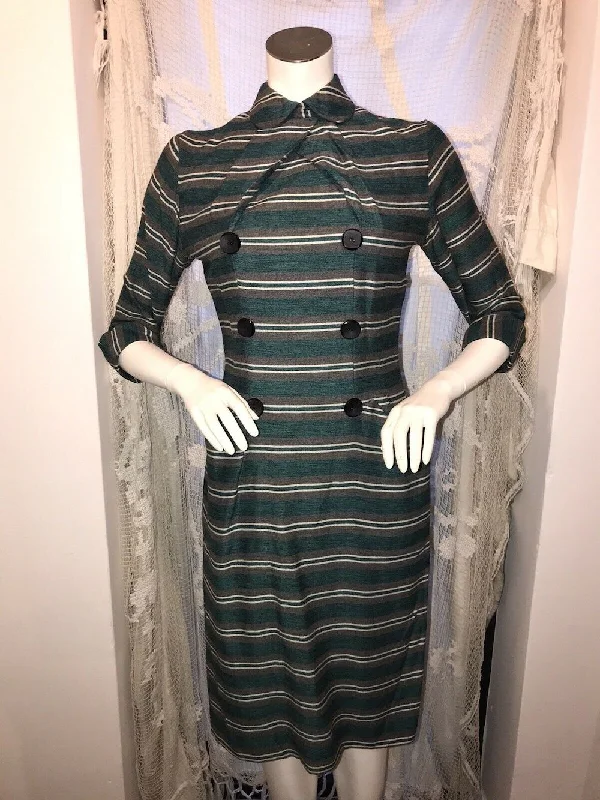 1950s Homemade Vintage Striped Dress