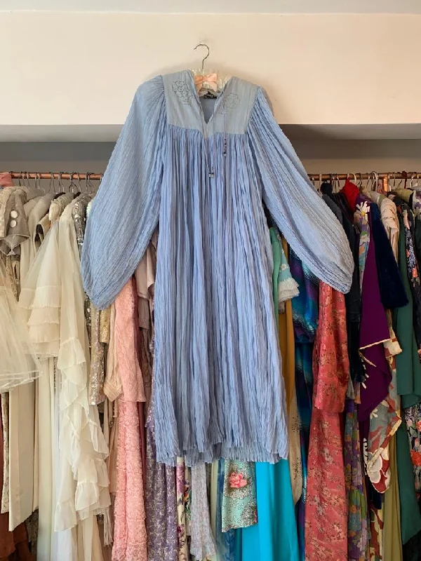 1970s pale blue Indian cotton dress by Born Free