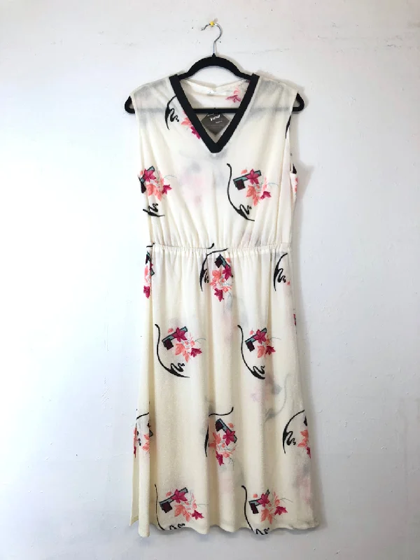 80s Flowers & Swooshes Dress