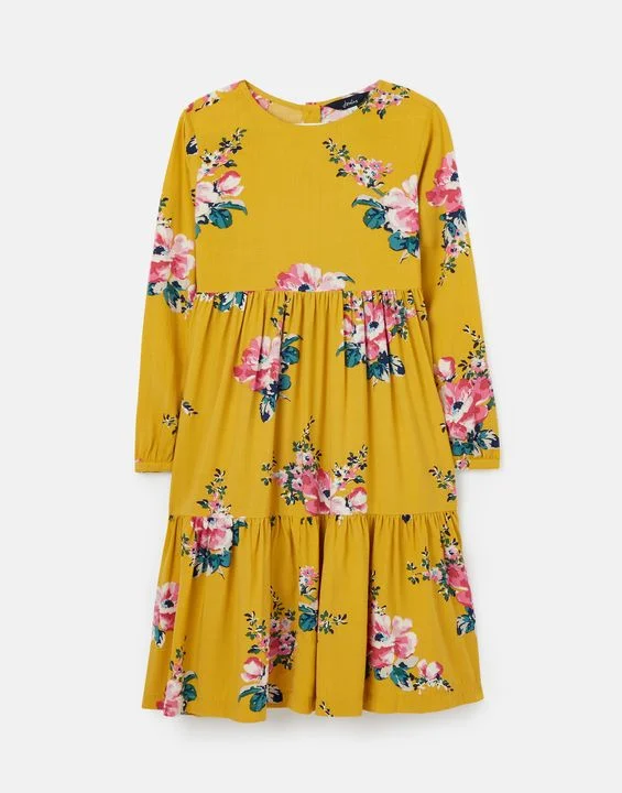 Amora Tiered Woven Dress Yellow by Joules