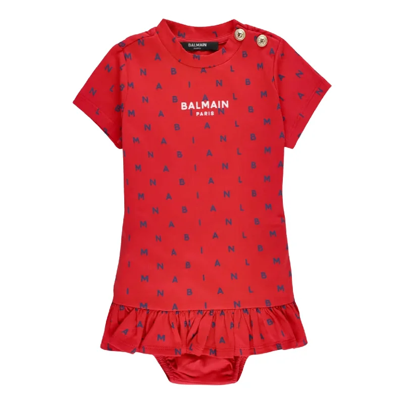 Red All Over Logo Dress