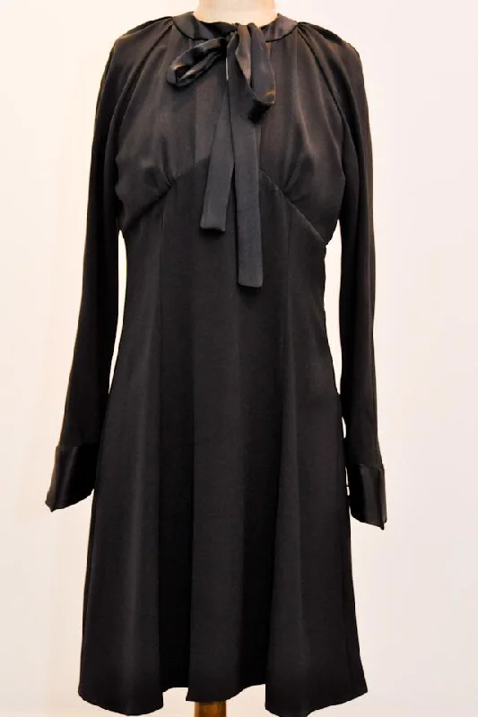 Beautiful Black Satin and Crepe Ossie style Dress