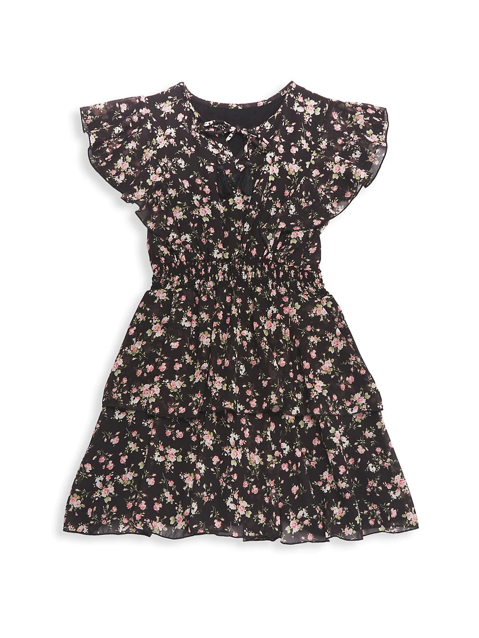 Black Liberty Chiffon Dress by Flowers by Zoe