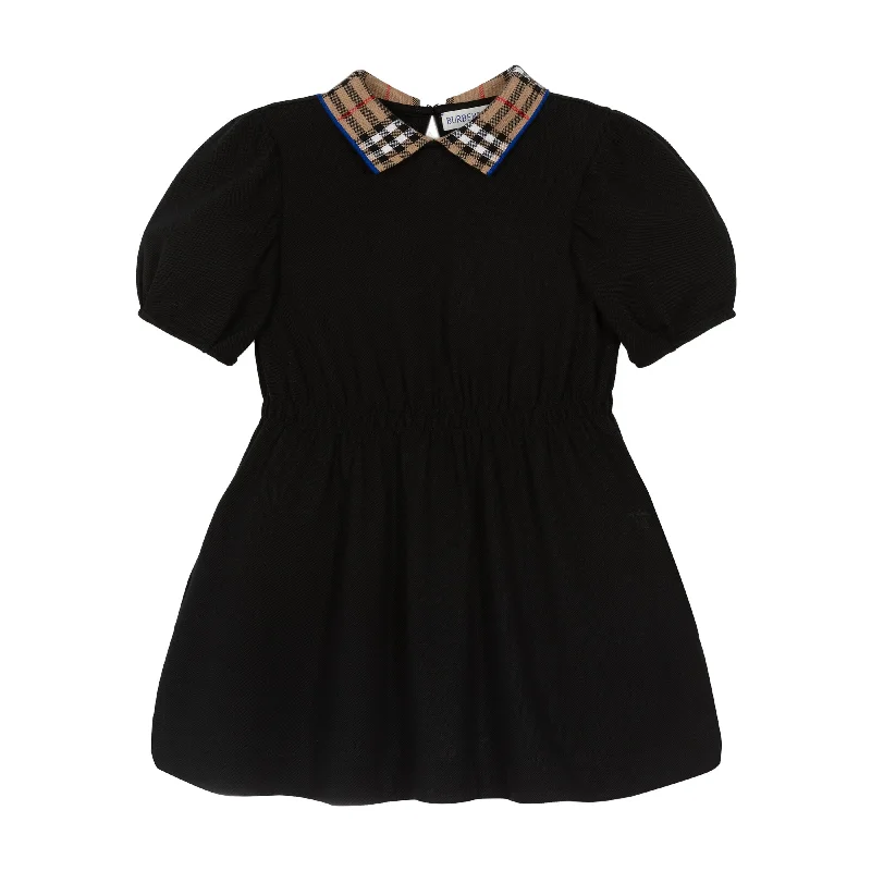 Black Cotton Polo Dress