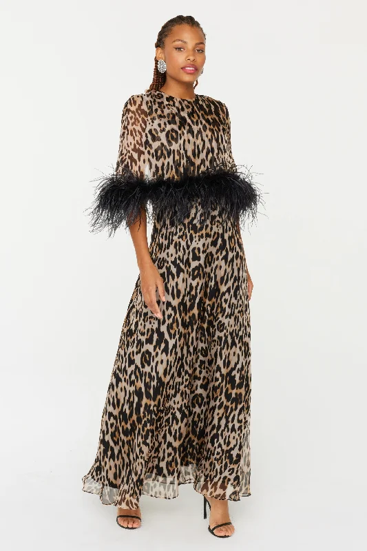 Cecilia Caped Dress w. Feathers