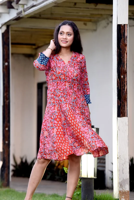 Cherry Jaipuri Cotton Kali Dress