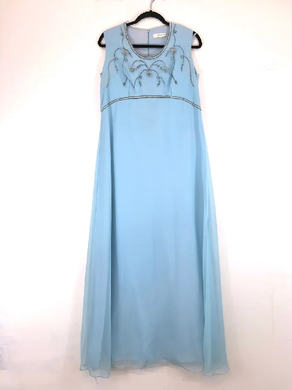 Chiffon Beaded Baby Blue Dress