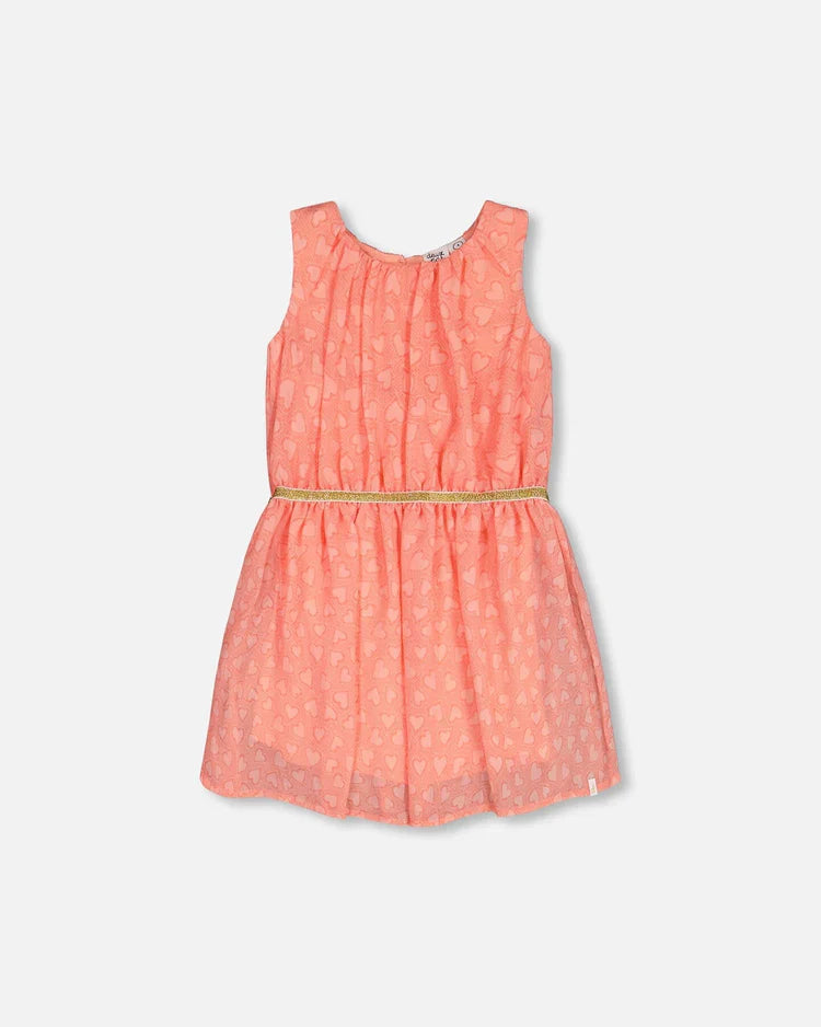 Chiffon Heart Jacquard Dress by Deux Par Deux