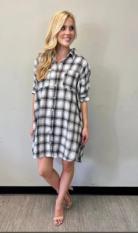 Cream Plaid Dress/Tunic