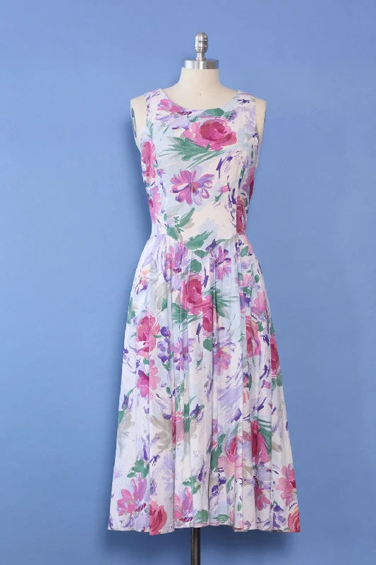 Eber Basque Waist Watercolor Dress M/L